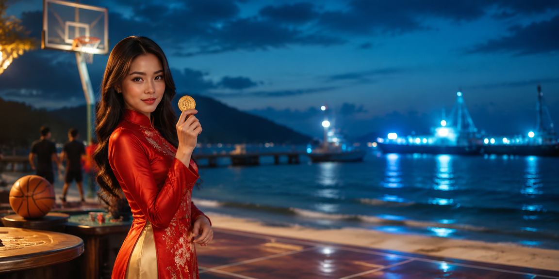 Cô gái mặc áo dài truyền thống tại Côn Đảo xem thông tin cược bóng rổ trên điện thoại